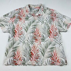 Tommy Bahama Mens 4XL Short Sleeve Palm Leaf Tropical Camp Shirt White Green Red